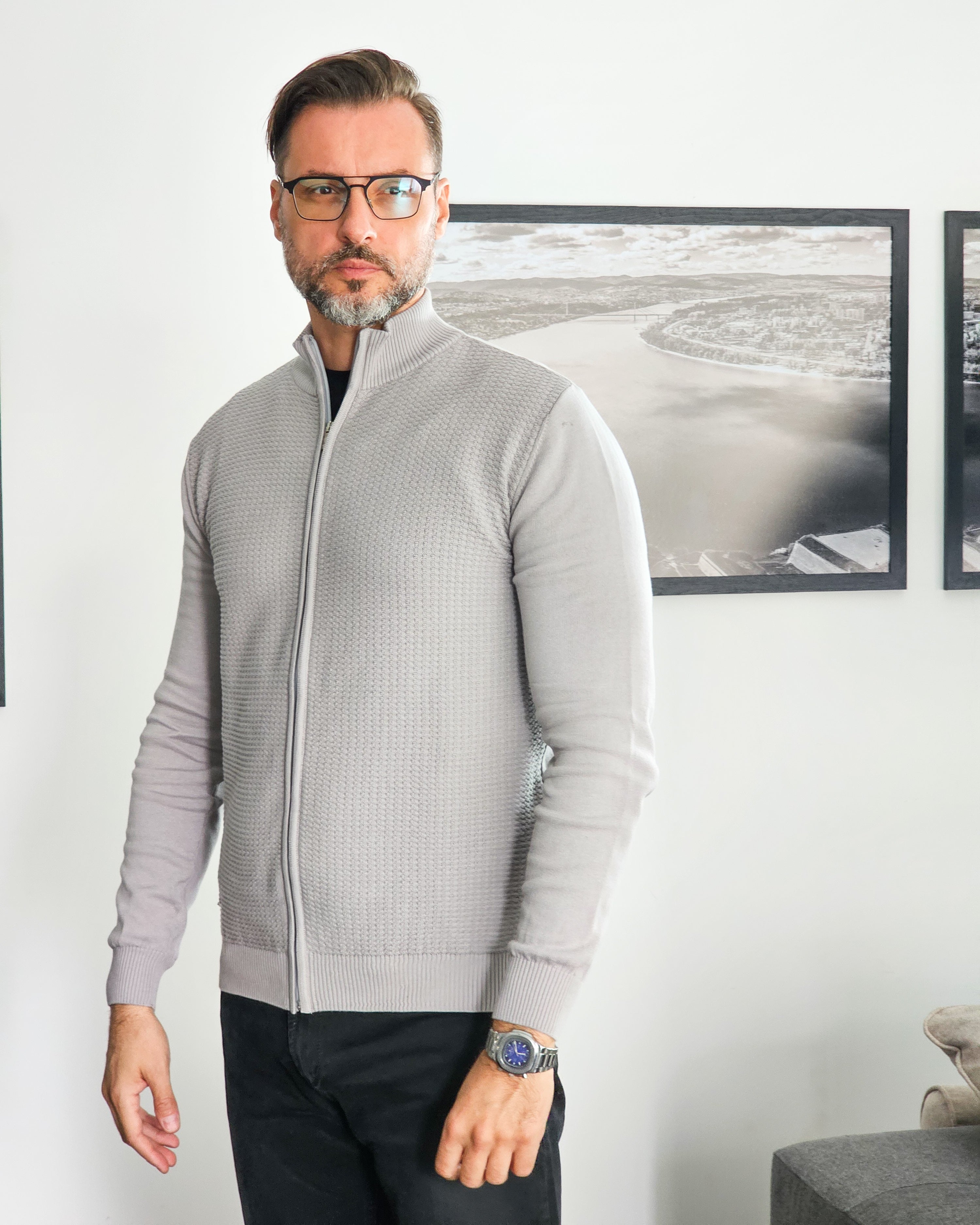 𝗔𝗿𝗶𝘀𝘁𝗼𝗰𝗿𝗮𝘁 | Full Zip Džemper - Empire Grey