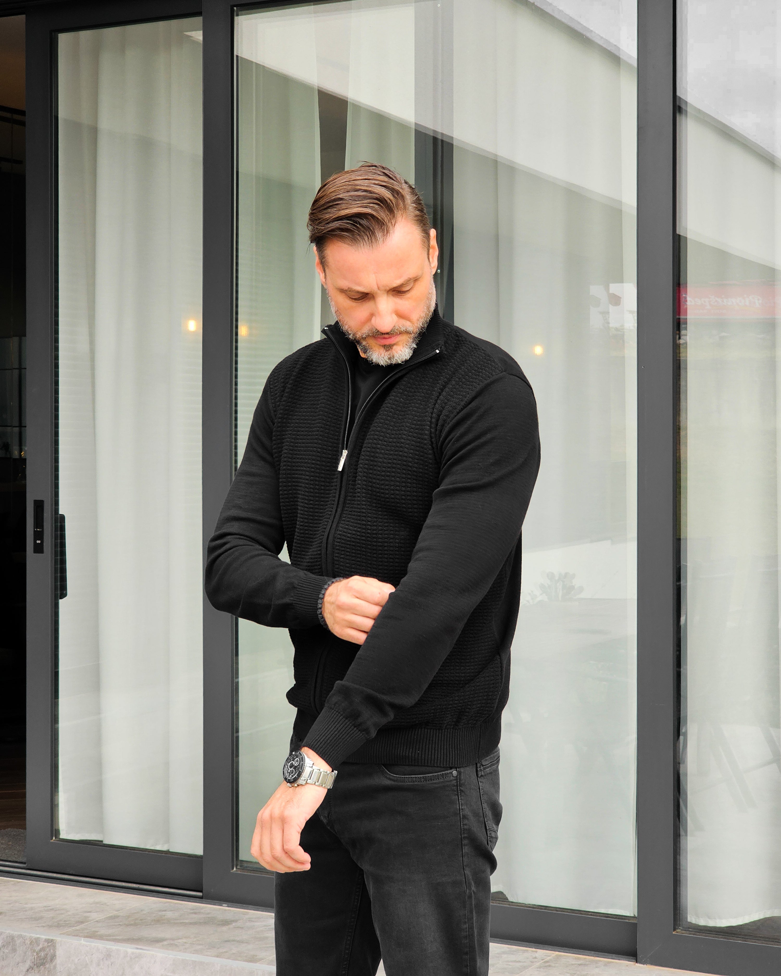 𝗔𝗿𝗶𝘀𝘁𝗼𝗰𝗿𝗮𝘁 | Full Zip Džemper - Black