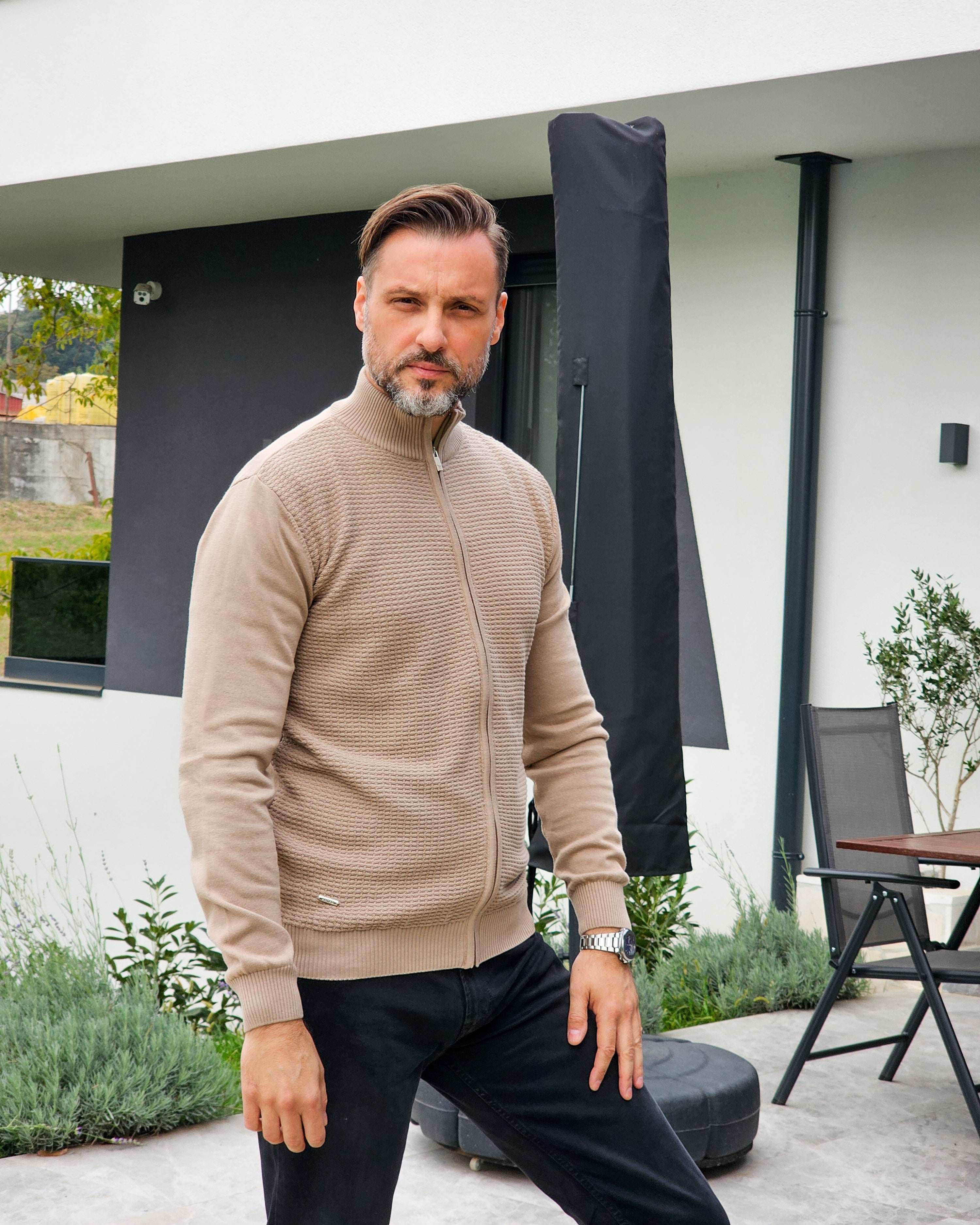 𝗔𝗿𝗶𝘀𝘁𝗼𝗰𝗿𝗮𝘁 | Full Zip Džemper - Casablanca Beige