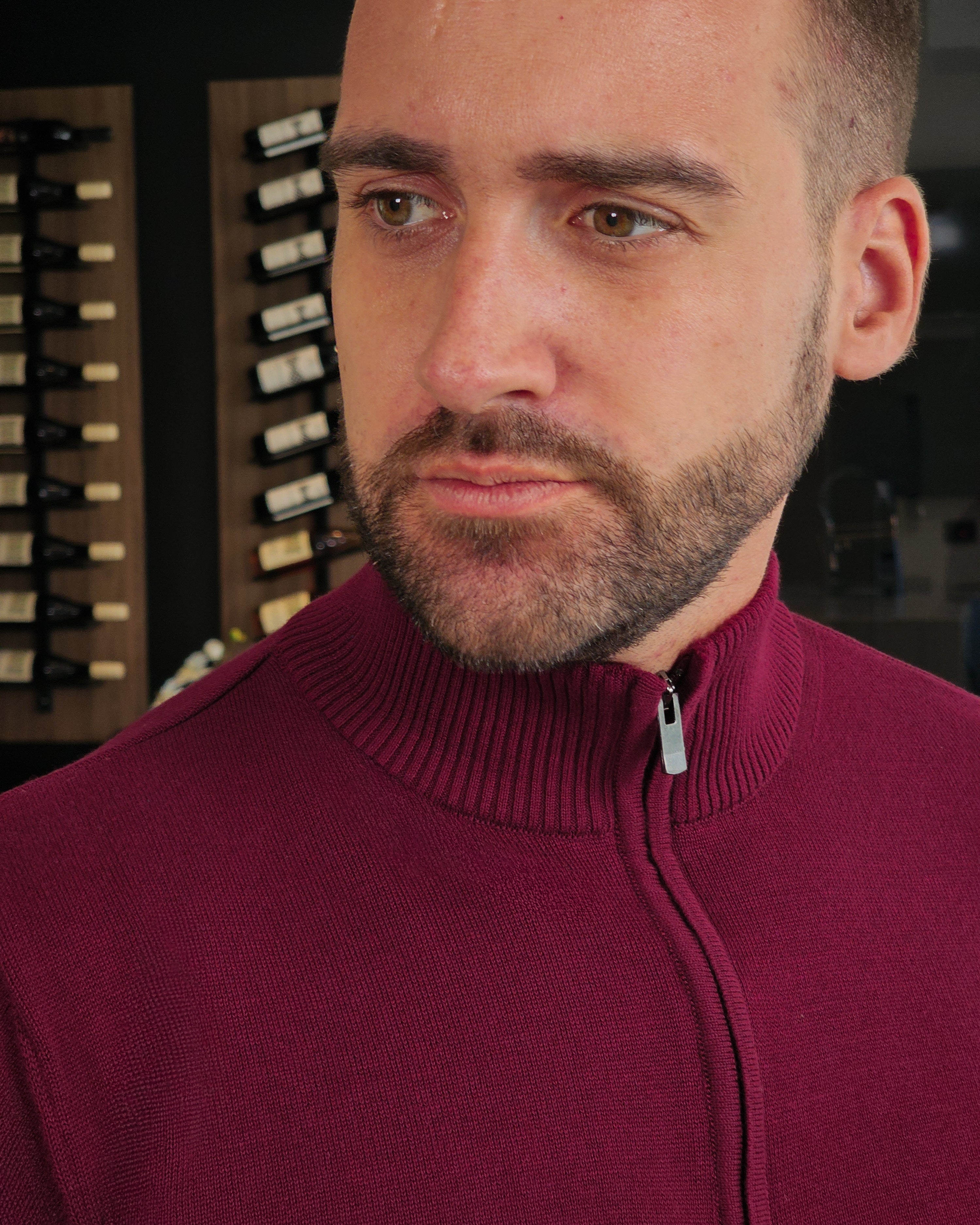 𝗔𝘂𝘁𝗵𝗼𝗿𝗶𝘁𝘆 | Half Zip Džemper - Red Mahogany