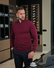 𝗔𝘂𝘁𝗵𝗼𝗿𝗶𝘁𝘆 | Half Zip Džemper - Red Mahogany