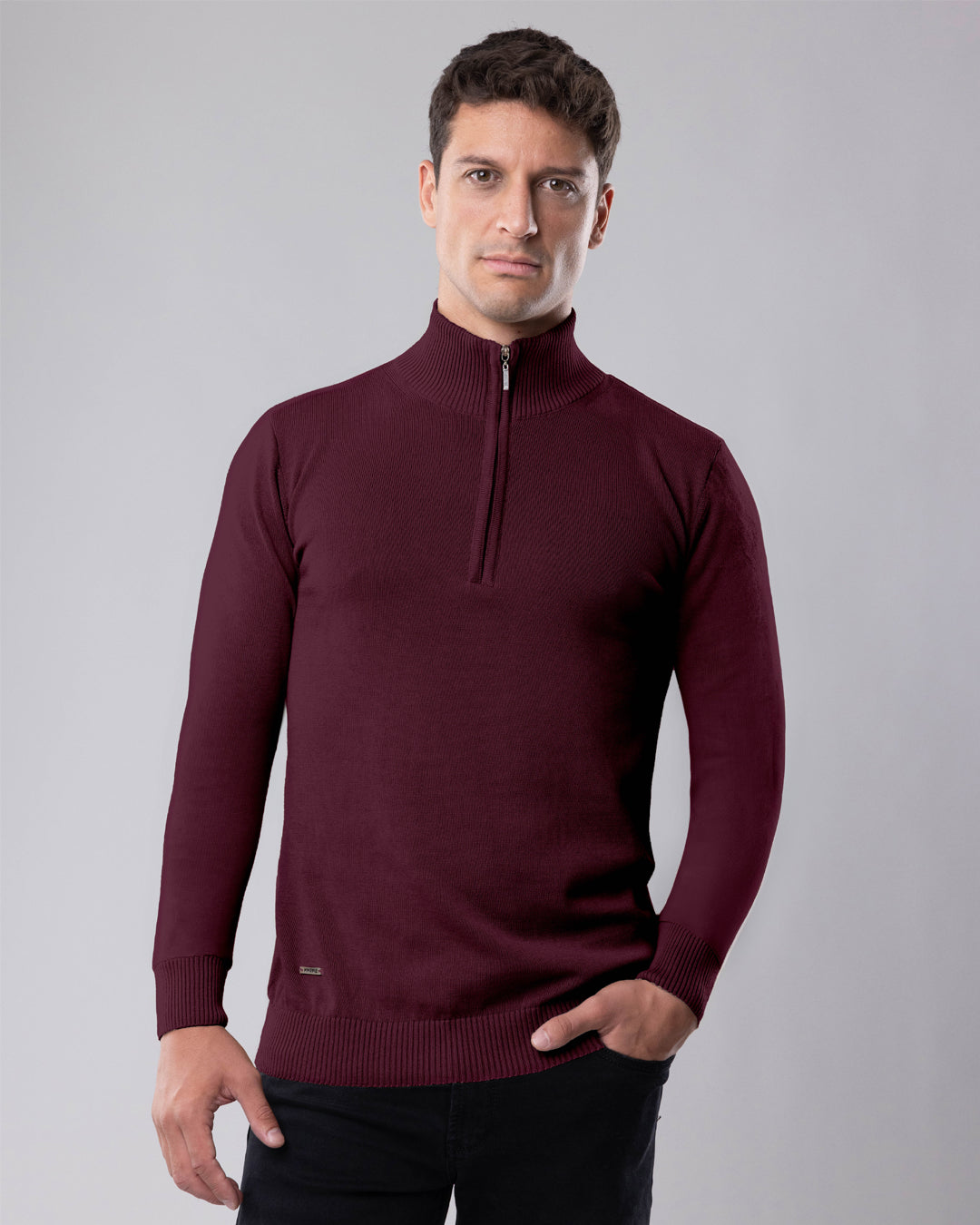 Half zip džemper 01 - Red Mahogany