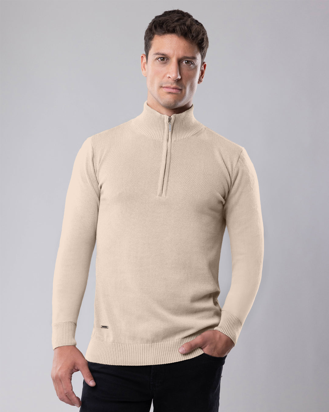 Half zip džemper 04 - Bleach Sand