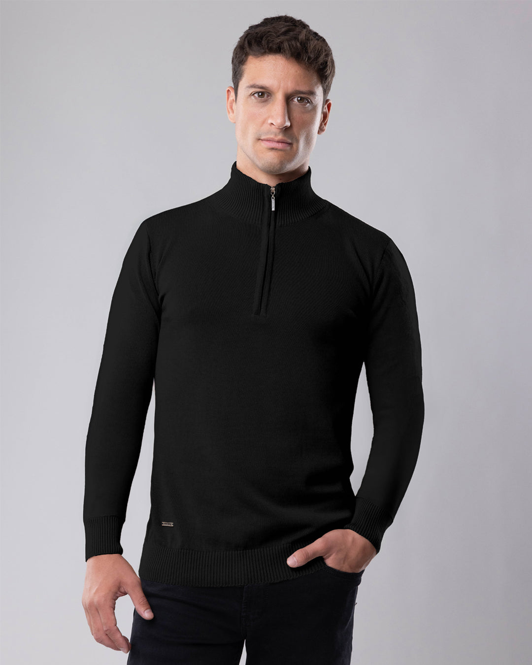 Half zip džemper 05 - Black