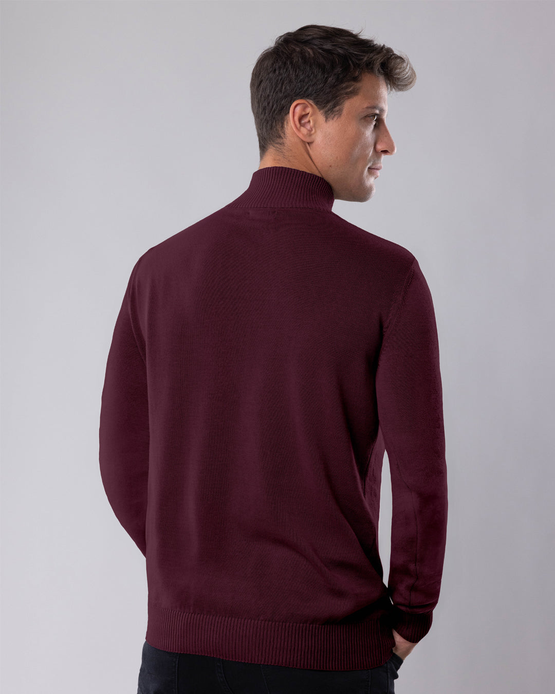 Half zip džemper 01 - Red Mahogany