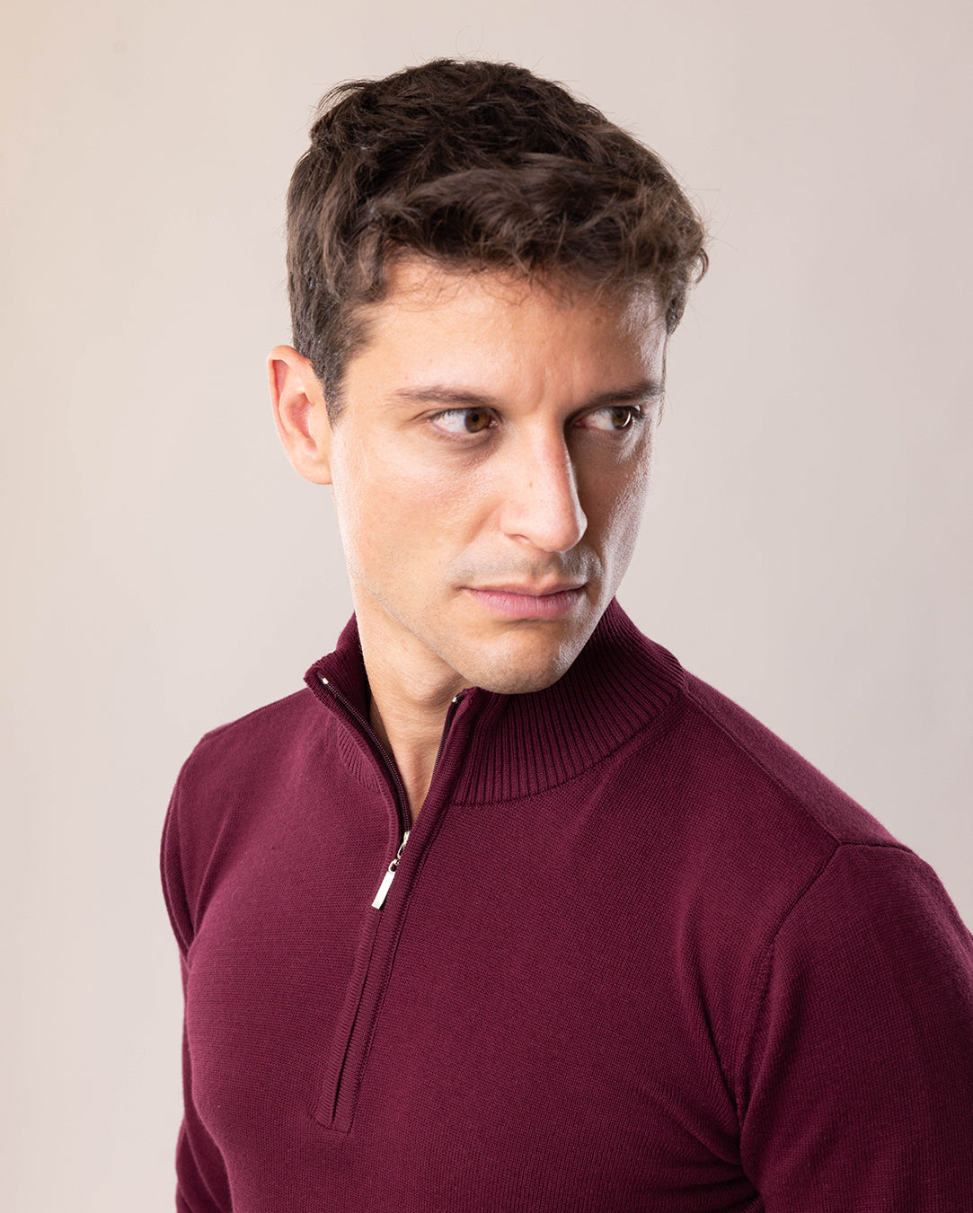 Half zip džemper 01 - Red Mahogany