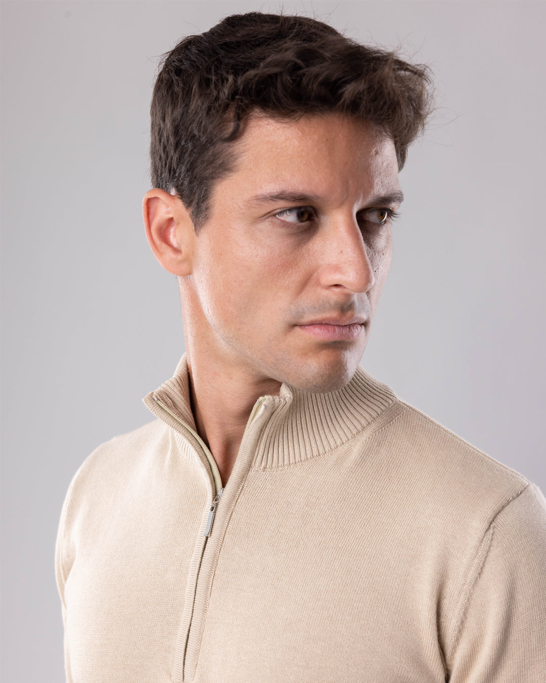 Half zip džemper 04 - Bleach Sand